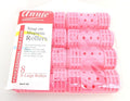 Annie Snap-On Magnetic Hair Rollers – X-Large 1 1/8 Inch with Locking Snap-Over Hood – Secure Hold No Pins Needed – Pink, 8 Count
