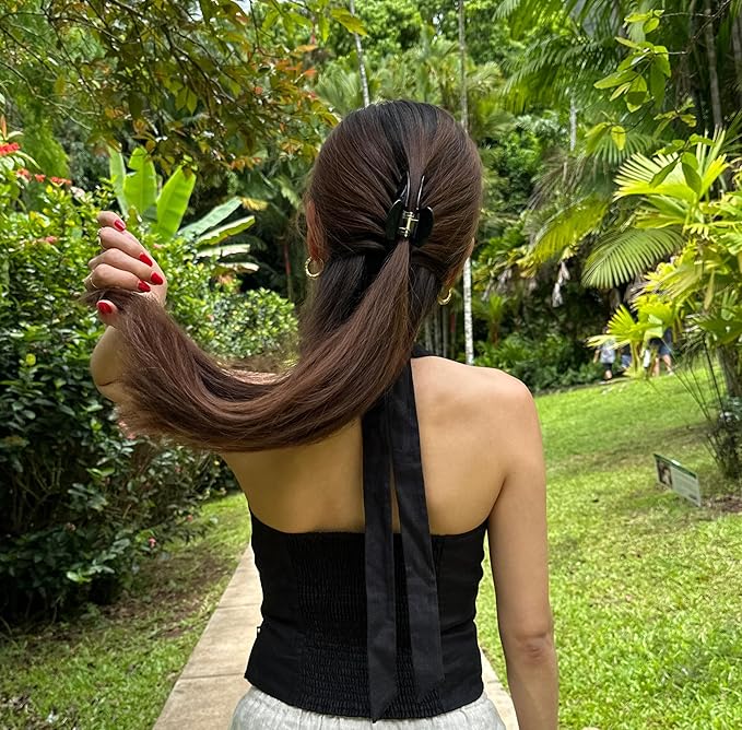 Luxury Black Claw Clip for Women | Our Acetate Black Hair Clip Feels Light, Looks Smooth and is Easy to Wear | Use for easy Half Ups with No Snagging and a Secure Grip in a Large Four Inch Size