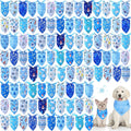 Abbylike 100 Pieces Winter Dog Bandanas Bulk Blue Snowflake Dog Bandanas for Pets Triangle Kerchief Scarf Bibs for Winter Pets Cats Party Costume Accessories