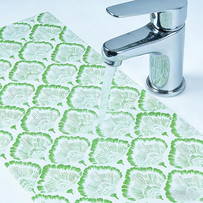 Shelf and Drawer Liner, 12in x 20FT Double Layer PVC Non-Adhesive Non-Slip Waterproof, Green Leaf for Kitchen Cabinets, Pantry, Bathroom, Dresser with Knife and Tape Measure