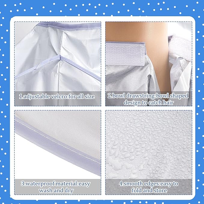 2 Pieces Hair Cutting Cape for Adults Umbrella Hair Cutting Cloak Foldable Catcher for Teens and Adults, Blue and Silver