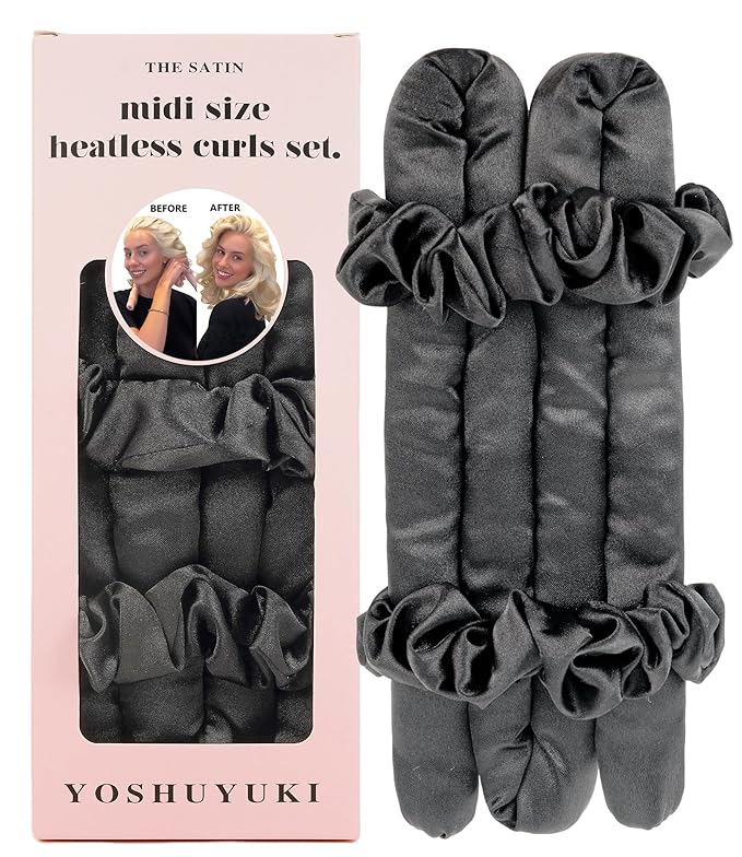 Heatless Curls Overnight Hair Curler to Sleep In Soft Jumbo Hair Rollers for Long Hair Blowout Look No Heat Overnight Curls, Satin Small Flexi Rods for Tight Curl Heatless Curling Rod Set with Clip