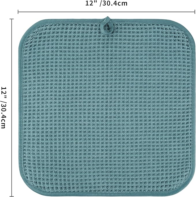 Microfiber Waffle Face Towels, 4 Pieces, Soft, Absorbent, Fast Drying, Lint Free 430 GSM (Green)
