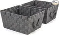 Brookstone Woven Shelf Basket Organize for Shelves, Storage Basket for Organizing Home, Pantry Organizers and Storage Bins - 2 Pack - Dark Grey