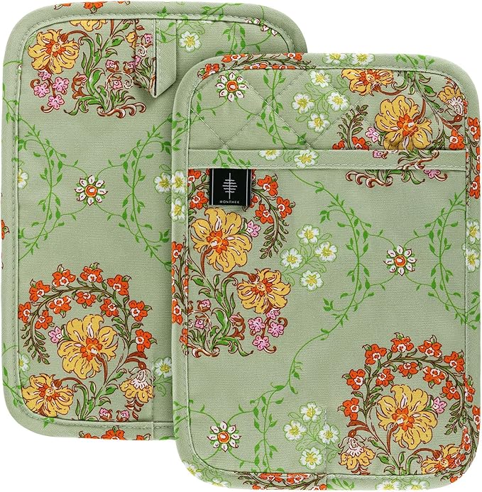 Pot Holders for Kitchen Heat Resistant Hot Pads for Countertops Oven Pot Holders Cotton Potholders for Kitchen Cooking Baking - 2PCS