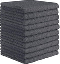 DecorRack 10 Pack 100% Cotton Wash Cloth, Luxurious Soft, 12 x 12 inch Ultra Absorbent, Machine Washable Washcloths, Gray (10 Pack)