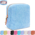 Period Bag for Girls, Corduroy Sanitary Napkin Storage Bag, Period Pouch & Tampon Holder, Feminine Care Organizer（Bule）