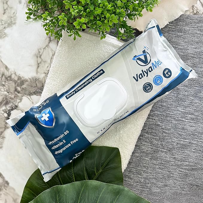 Body Wipes for Adults, XL Body, Elderly, Alcohol-Free Incontinence, Paraben Free, Fragrance-Free with Vitamin E and Provitamin B5, 11 x 8 Inches, 50 Count