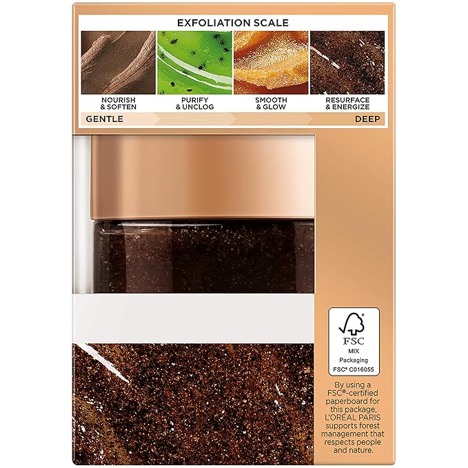 L'oreal Paris Skin Care Pure Sugar Face Scrub With Kona Coffee To Instantly Resurface & Energize for Soft Glowing Skin, 1.7 Ounce