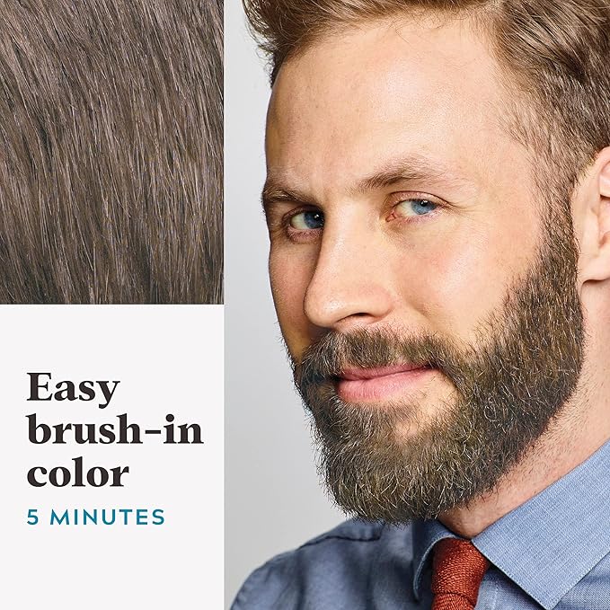 Just For Men Mustache & Beard, Beard Coloring for Gray Hair with Brush, with Keratin Biotin Aloe and Coconut Oil for Healthy Facial Hair - Light-Medium Brown, M-30, Pack of 3 (Packaging May Vary)