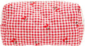 PAZIMIIK Vintage Quilted Makeup Bag Cosmetic Pouch for Brushes Pencils and Travel Make Up Accessories for Women and Girls Plaid Cherry