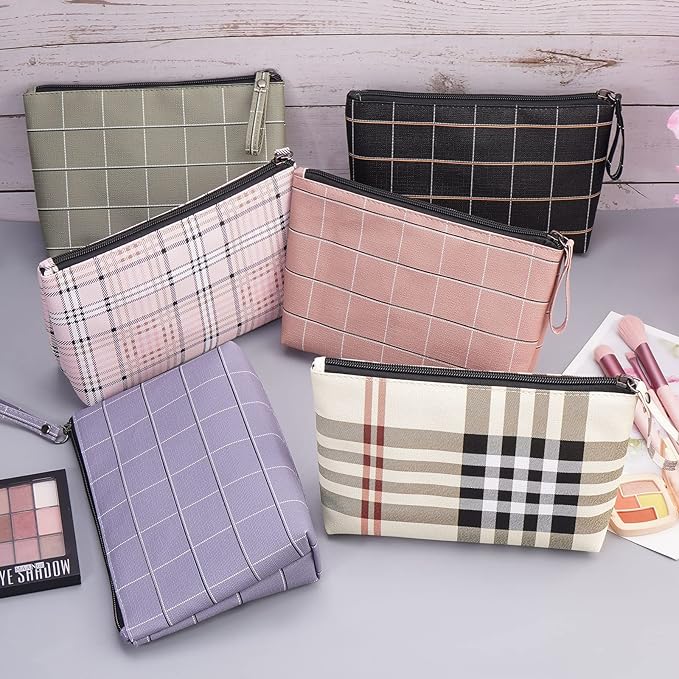 MAANGE Small Makeup Bag for Purse Cosmetic Bags for Women Pu Leather Makeup Pouch Travel Makeup Bag with Handle Make Up Bag for Travelling(Black)