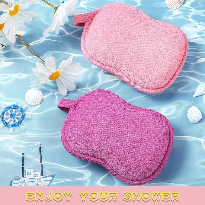 Tatuo 4 Pieces Baby Bath Sponge Cotton Baby Sponge Toddler Soft and Absorbent Loofah for Kids Babies Men Women (Red, Purple)