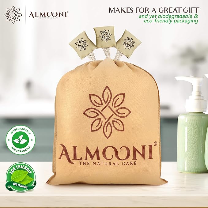 Almooni Egyptian Loofah Exfoliating Body Scrubber, Natural Real Egyptian Shower Loofah Sponge Body Scrubber for Women and Men, for Body and Face That Will Get You Clean - 3 Count (1 Pack)