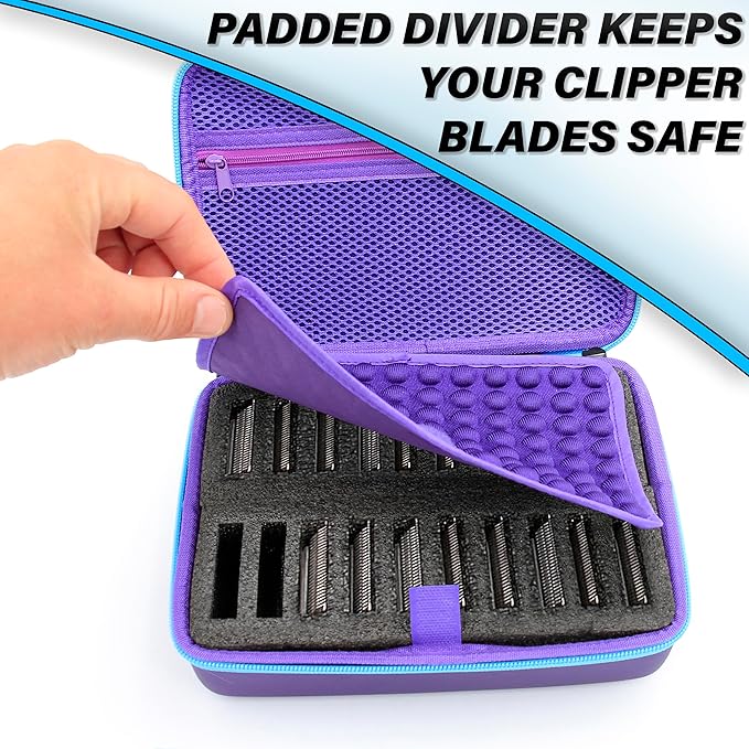 CASEMATIX Clipper Blade Holder For 20 Blades, Hair Clipper Guard Case For Barbers and Stylist Compatible with Andis, Oster, Wahl, Detachable Clippers Metal Guards, Clipper Blade Storage Case
