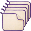 Tatuo 5 Pcs Exfoliating Face and Body Wash Cloths Towel Weave Bath Exfoliating Scrub Massage Bath Cloth for Women and Men, 10.63 x 9.05 Inch (Purple Edge)