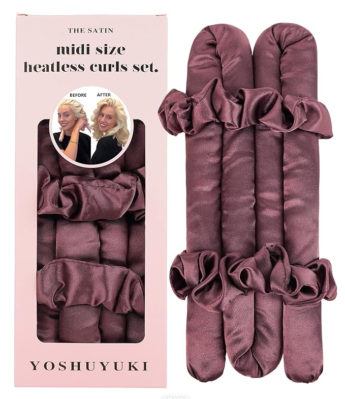Satin Heatless Hair Curler Curling Rod Set, Soft Small Flexi Rods Hair Rollers Curlers to Sleep In No Heat Heatless Curls Overnight Blowout Rods for Short Hair & Medium Hair for Tight Curls