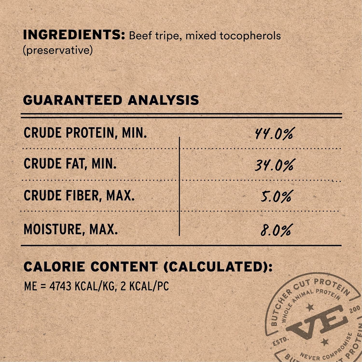 Vital Essentials Beef Tripe Bites Dog Treats, 2.3 oz | Freeze-Dried Raw | Single Protein | Premium Quality High Protein Training Treats | Grain Free, Gluten Free, Filler Free