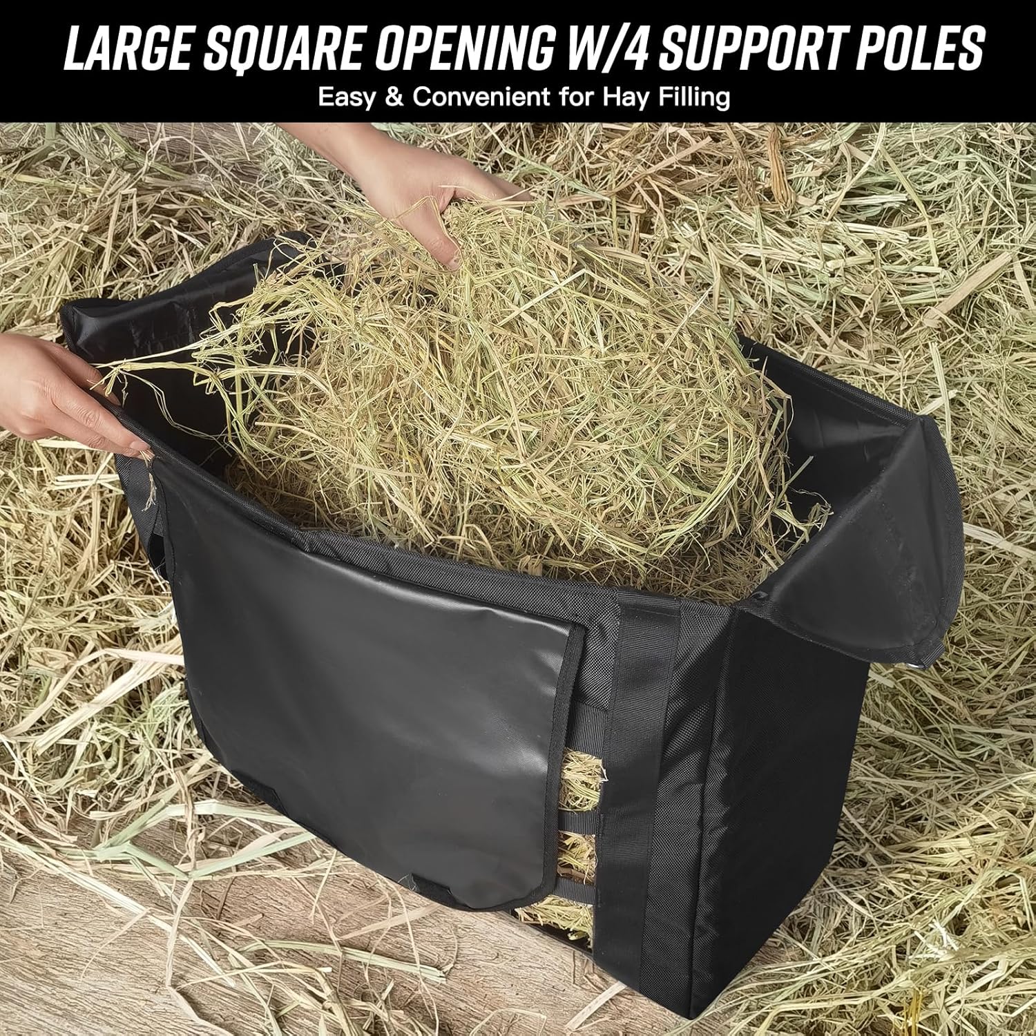 Hay Bag for Horses,Slow Feeder for Horse/Donkey/Goat, Premium 1680D Oxford Cloth,Easy to Fill and Hang with Extra Large Opening（Camo）