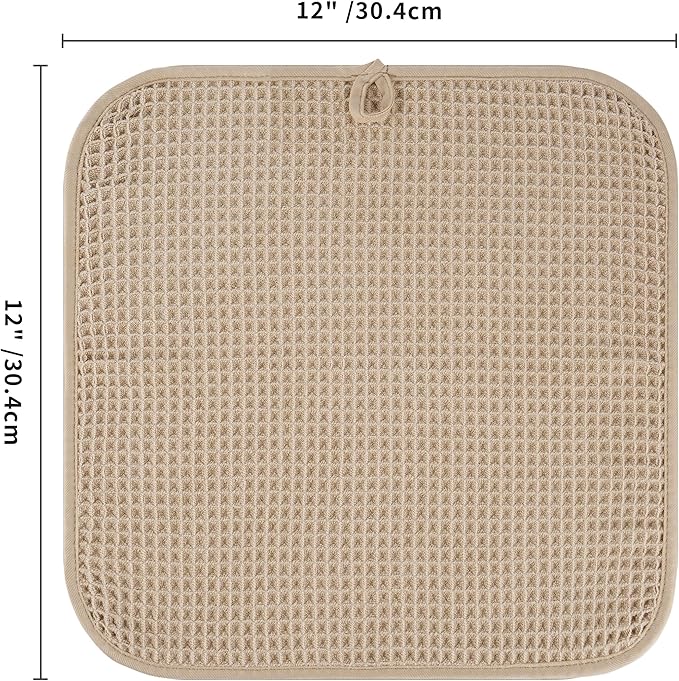 Microfiber Waffle Face Towels, 4 Pieces, Soft, Absorbent, Fast Drying, Lint Free 430 GSM (Beige)