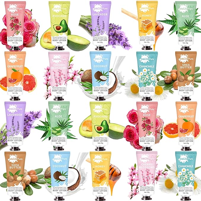 20 Pack Lotion for Women, Body Lotion for Dry Skin,Easter Basket Stuffers Girls,Gifts for Women,Teacher Gifts,Travel Size Lotion, Natural Fragrance Body Moisturizer With Shea Butter,Baby Shower Favors