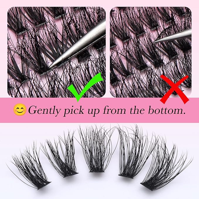 50D+60D Kit 280pcs Fluffy DIY Eyelash Extensions Cluster Lashes False Eyelashes Faux Mink Multi-Layer Soft Lash Clusters Natural Dramatic Volume with Bond Seal Tweezers (9–16mm, 50D+60D KIT)