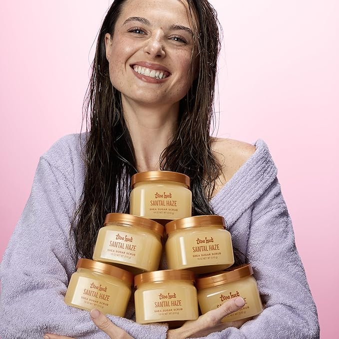 Tree Hut Santal Haze Shea Sugar Scrub, Exfoliating, Hydrating & Moisturizing Body Scrub with Shea Butter & Nourishing Essential Oils, Smooth & Soften Skin, 18 oz