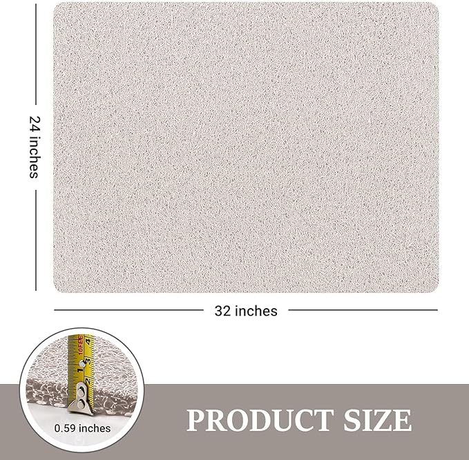 LuxStep Shower Mat Bathtub Mat,24x32 inch, Non-Slip Bath Mat with Drain, Quick Drying PVC Loofah Bathmat for Tub,Shower,Bathroom (Phthalate Free,White)