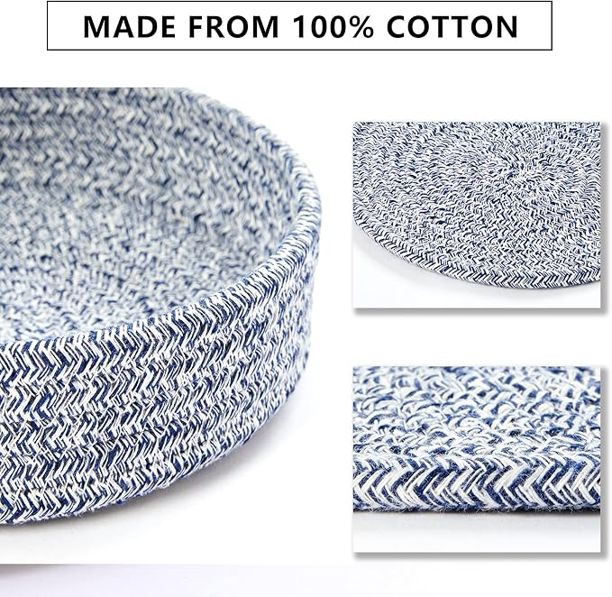 Coga Trivets for Hot Dishes, Trivets for Hot Pots and Pans, 7 Inchs Hot Pads 5 Pcs and Storage Basket for Countertops, Pot Holders for Kitchen, Cotton Table Protector Hot Mats Heat Resistant (Blue)