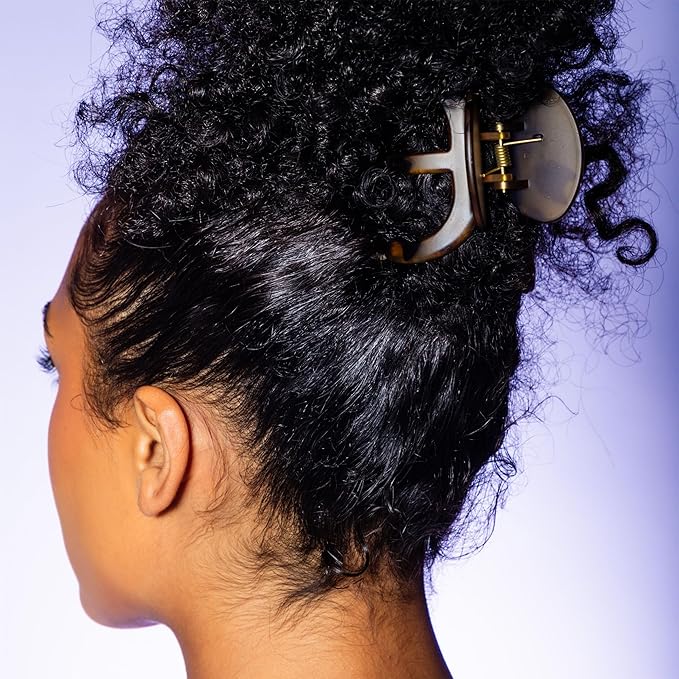Gimme Beauty Thick Hair Claw Clips - Durable, No-Slip Design for Curly & Textured Hair - Made from Strong & Break-Resistant Recycled Plastic - Black & Tortoise