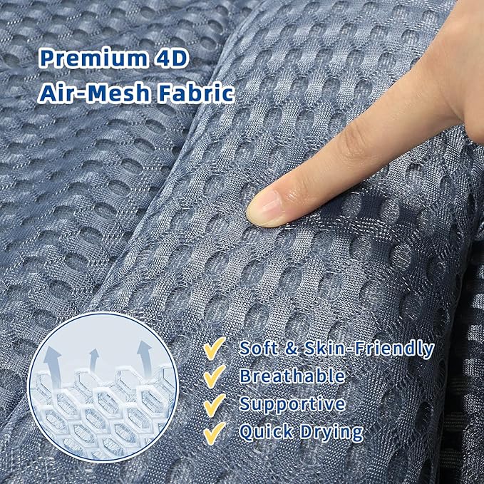 Bath Pillow, Bath Pillows for Tub Neck and Back Support, Bathtub Pillows for Head and Neck with 6 Strong Non-Slip Suction Cups, 4D Air Mesh, Bath Accessories Spa Gifts for Women(Blue)