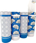Car Tissues Holder with Facial Tissues - 4 PK - Travel Tissue Tubes Box Container Perfect Fit for Car Cup Holder Car Tissues Cylinder (Blue)