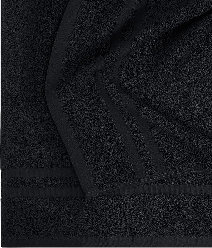 Utopia Towels Cotton Bleach Proof Salon Towel 16 by 27 inches, Bleach Safe Gym 100% Cotton Hand Towel, 12 Pack, Black