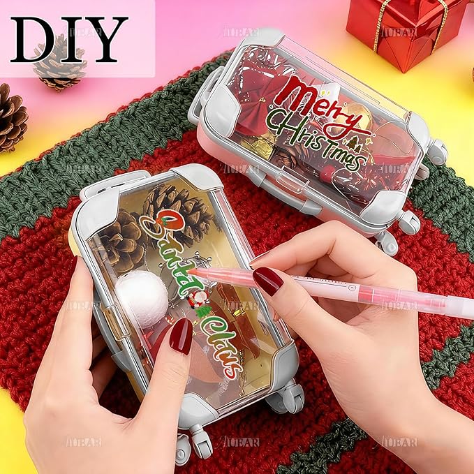AUEAR, 2 Pack Mini Empty Luggage Storage Box Clear Suitcase Packaging Case