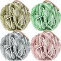 Loofah Sponge Pack of 4, Deep Cleansing Body Scrubber for Shower, Exfoliating Bath Sponge with Handle for Women and Men (001, 50g)