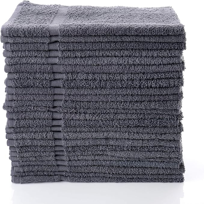 Simpli-Magic Cotton Hand Towels 16"x27" (12 Pack) – Soft Towels for Bathroom, Kitchen, Salon & Gym (Gray)