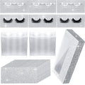 Maitys 50 Sets Empty Lash Case Set, Include Empty Eyelash Box Packaging Storage Box, Eyelash Boxes Tray False Storage, Internal Background Paper(Silver)