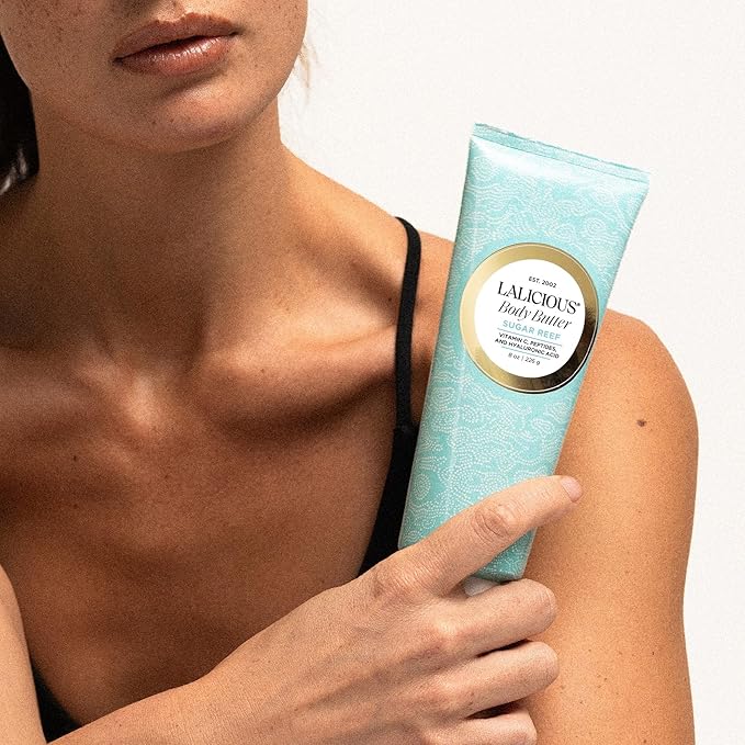 LaLicious Sugar Reef Body Butter - Hydrating Body Moisturizer with Shea Butter, Cucumber Extract & Apricot Oil, No Parabens (8 Ounces)