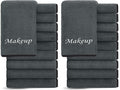 Cosy Family 20 Pack Makeup Remover Wash Cloths - Soft Microfiber Fingertip Facial Cleansing Cloths for Hand and Make Up, 12 x 12 in, Black Grey