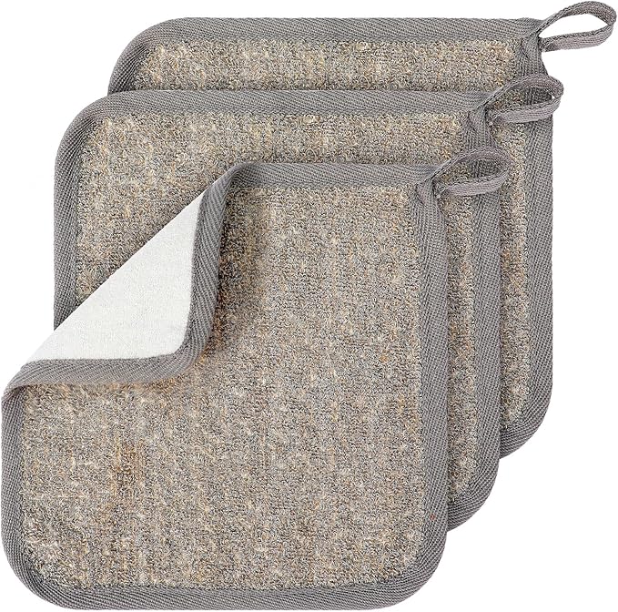 3Pcs Exfoliating Washcloths for Face 8x8 Inch Bamboo Charcoal Premium Face Body Wash Cloths with Softness Scrubbing Two Sides Exfoliating Towel for Women Men(Grey)