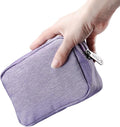 E-Tree Small Makeup Bag, Cosmetic Toiletry Skin Care Make up Little Items Pouch for Purse, Zipper Mini Tech Charger Cable Electronic Organizer Case, Travel Accessories for Women Men Teen, Purple