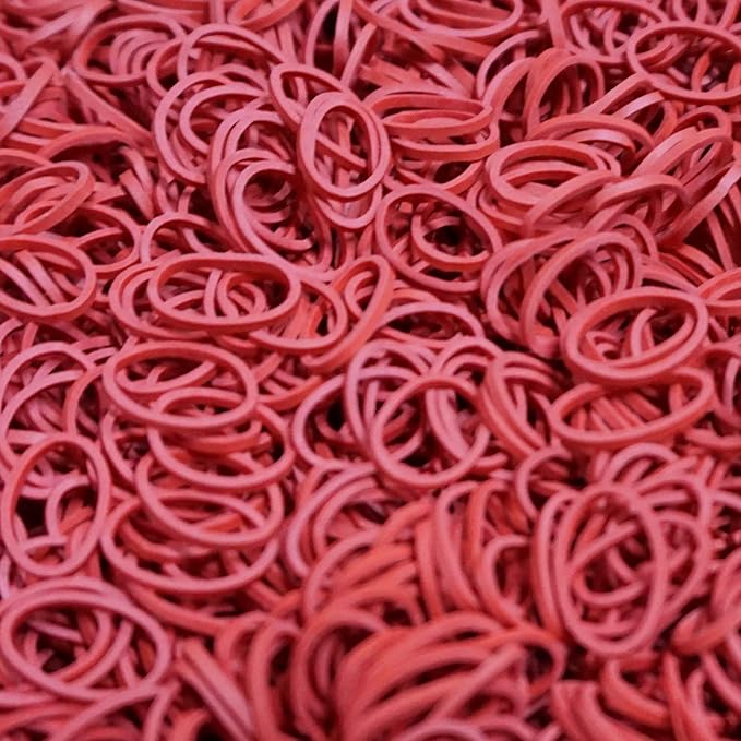 Amelia Beauty 500 Count Small Rubber Bands for Hair – ½" Red - Made in USA - Recloseable Container - Mini Hair Elastics for Braids, Ponytails, Cornrows & Twists – Strong Hold Ponytail Holders