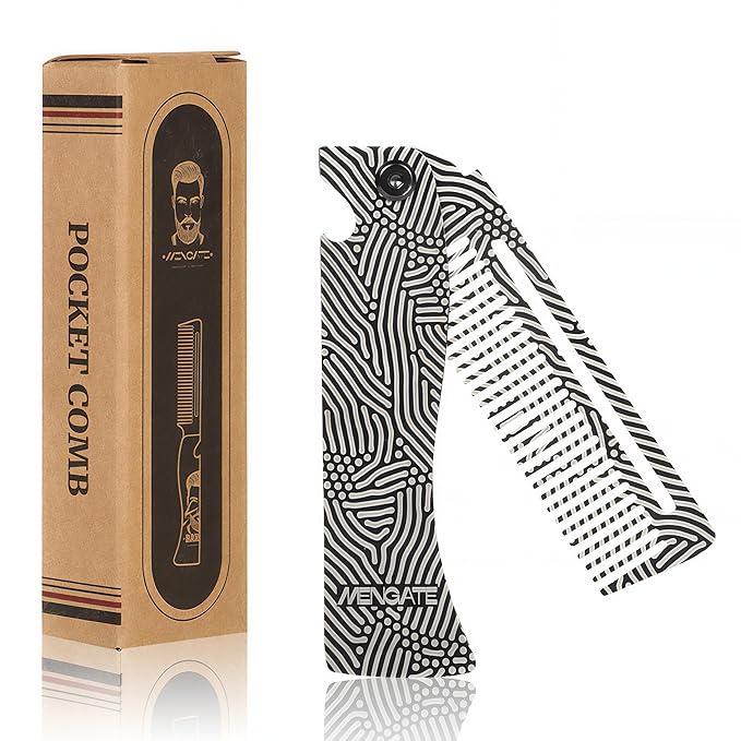 Metal Hair & Beard & Mustache Comb, Multifunctional Folding EDC Pocket Beard Comb With Bottle Opener - Anti-Static for Travel and Everyday Grooming Styling