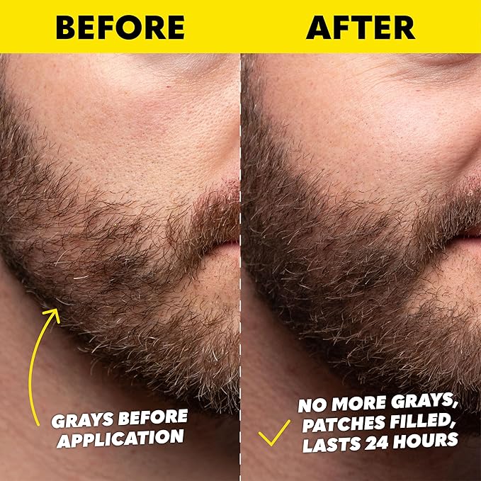 The Beard Club 1 Day Temporary Beard Dye for Men - Dark Brown Beard, Mustache & Eyebrow Color for a Fuller, Well-Defined Look, Water & Sweat Resistant, Up to 30 Applications, 0.3 fl oz (Pack of 2)