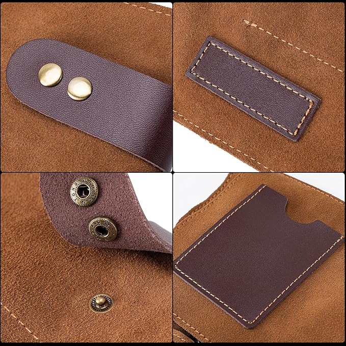Hair Stylist Scissor Holder Pouch Cases for Hairdressers, Real Leather Scissor Roll Up Bag, Salon Tools Organizer for Barber Hairdresser (V-001-Brown)
