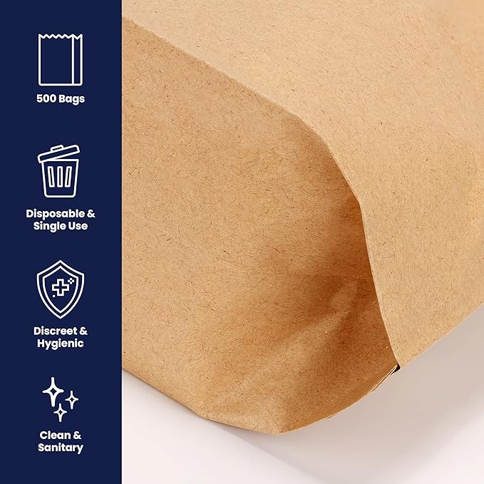 Hospeco - GID-HOSKL-260 KL Waxed Kraft Feminine Hygiene Liner Bag with Gusset,10.25” x 7.5” x 3.5”,(Pack of 1000)