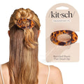 Kitsch Small Flat Claw Clips for Women - Stylish Flat Hair Clips, Strong Hold for Thick & Fine Hair | Non-Slip for Secure, Comfortable All-Day Wear | Ideal Gifts for Women -Tortoise Design