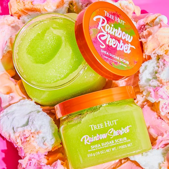 Tree Hut Rainbow Shea Sugar Scrub, Exfoliating, Hydrating & Moisturizing Body Scrub with Shea Butter & Nourishing Essential Oils, Smooth & Soften Skin, 18 oz