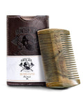 Premium Sandalwood Beard Comb for Men - Natural Wooden Comb with Dual Fine & Coarse Teeth, Anti-Static Mustache Comb, No Snag or Pull, Pocket Size with PU Leather Case, Ideal Grooming Kit for Him