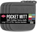 RITZ Terry Pocket Mitt & Hot Pad: Unparalleled Heat Resistant, Durable 100% Cotton – Ergonomically Designed for Optimal Grip – Easy-Care Machine Washable – 4-Pack, Graphite